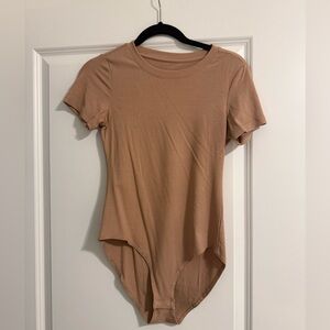 Tan Women's Short Sleeve Bodysuit